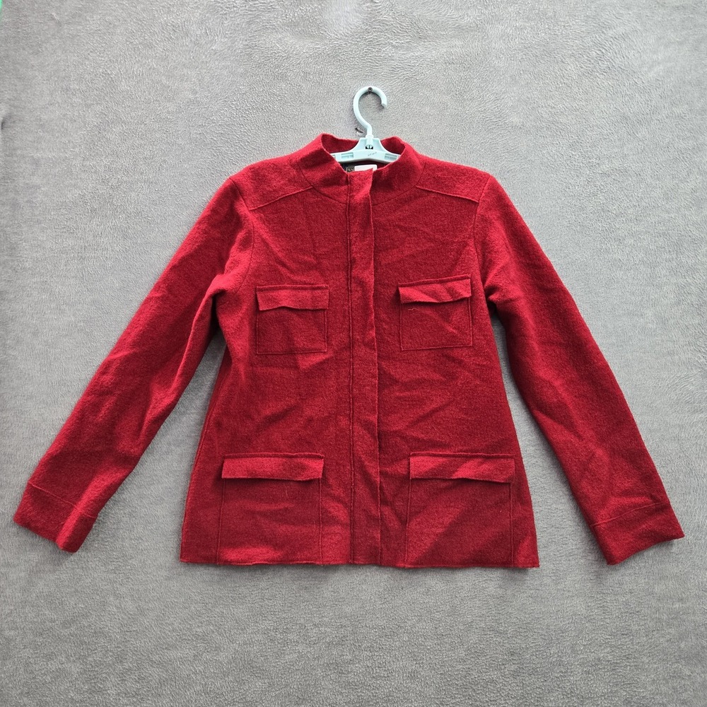 Pendleton Women Jacket L Red Classic Merino Wool  Long Sleeve